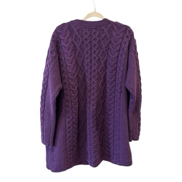 Aran Crafts 100% Merino Wool One Button Front Cardigan Purple Size XX-Large EUC - Picture 4 of 4